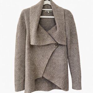 Elisabetta Collection Made in Italy Wool Alpaca Blend Cardigan L Tan Metallic